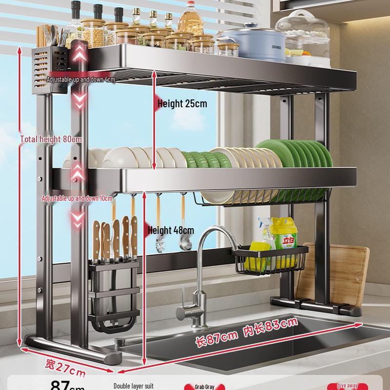 Danle Double-Layer Kitchen Sink Dish Drying Rack