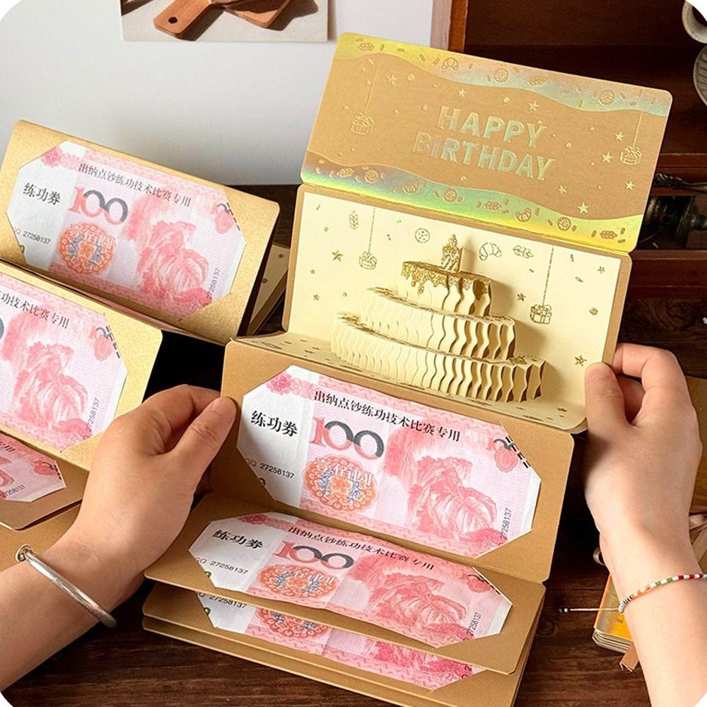 3D Birthday Red Envelope Greeting Card Foldable Birthday Red Envelope Musical Light Greeting Card Multiple Card Slots