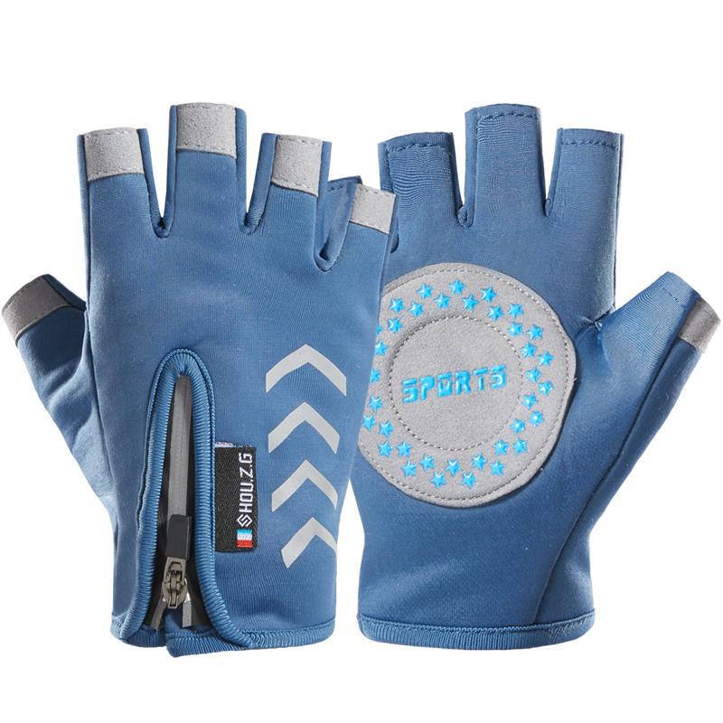 Autumn and winter children's half-finger gloves, velvet warm boys and girls, non-slip half-finger children, student sports riding