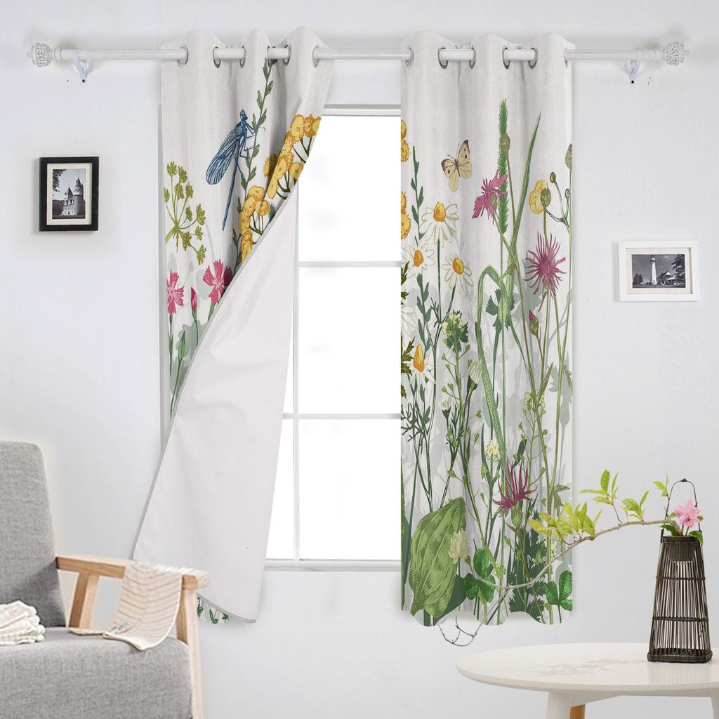 Blumen Schmetterling Libelle Fenstervorhänge Heimdeko Wohnzimmer Küche Vorhänge Paneelvorhänge für Schlafzimmer
