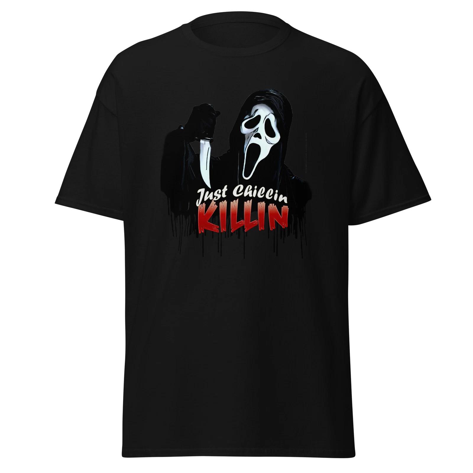 Men s and Women s T-shirts scream Ghost face shirt horror movie shirt just chilling killing XXXXL