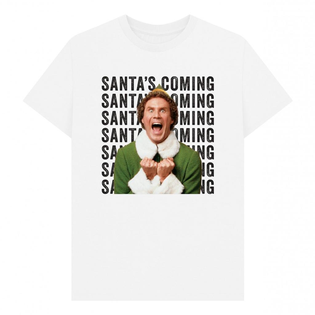 Elf Unisex Adult SantaÂ´s Coming Graphic T-Shirt