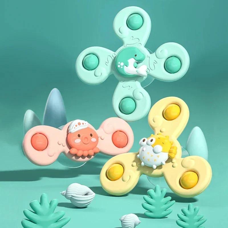 3PCS/set Baby Bath Toys For Boy Children Bathing Sucker Spinner Suction Cup Toy For Kids Funny Child Rattles Toddler Toys