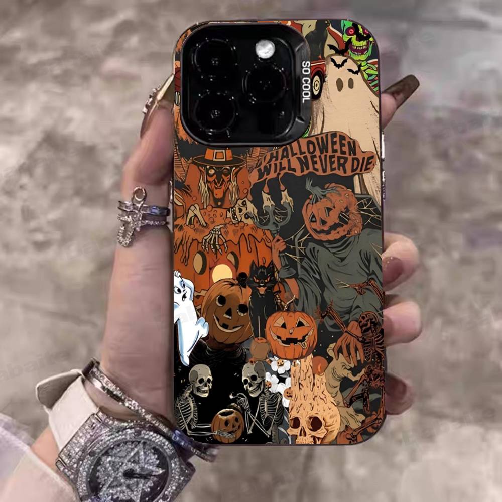 Halloween Spooky Pumpkin Phone Case For IPhone17 16 15 14 13 12 11 Pro Max Plus Color Matte Fundas