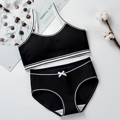 Puberty Girls Bra Panties Set Breathable Underwear Girl Tube Tops Soft Padded Teens Seamless Washable Bras