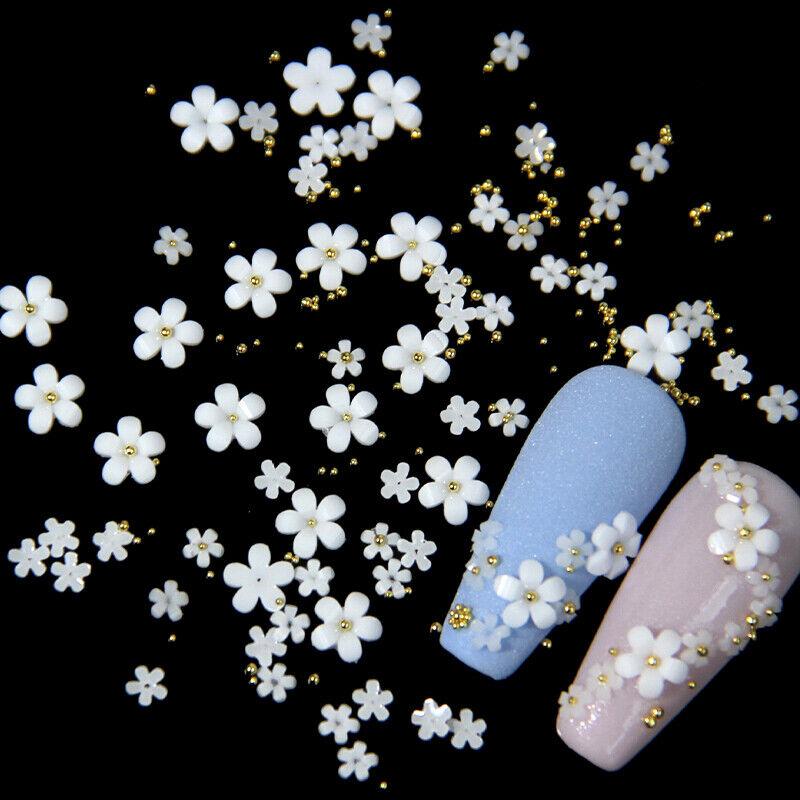 200Pcs Acrylic Crystal 3D Flower Nail Art Decoration Cute Mixed Size Manicure _A