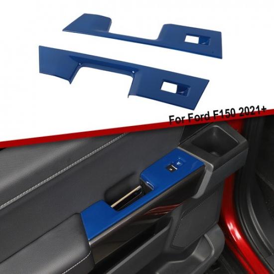 Interior Rear Door Window Lift Switch Panel Trim Cover For Ford F150 2021+ Blue