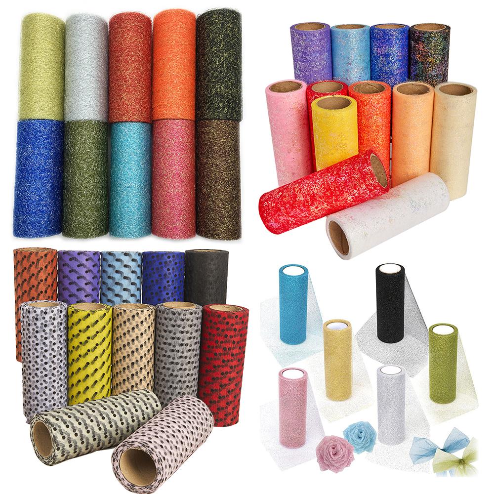 6" X 10 Yards Dots/Sequin/Glitter Tulle Rolls For Tutu Dress Gift Wrapping Wedding Decoration DIY Party Backdrop Ribbon Supplies