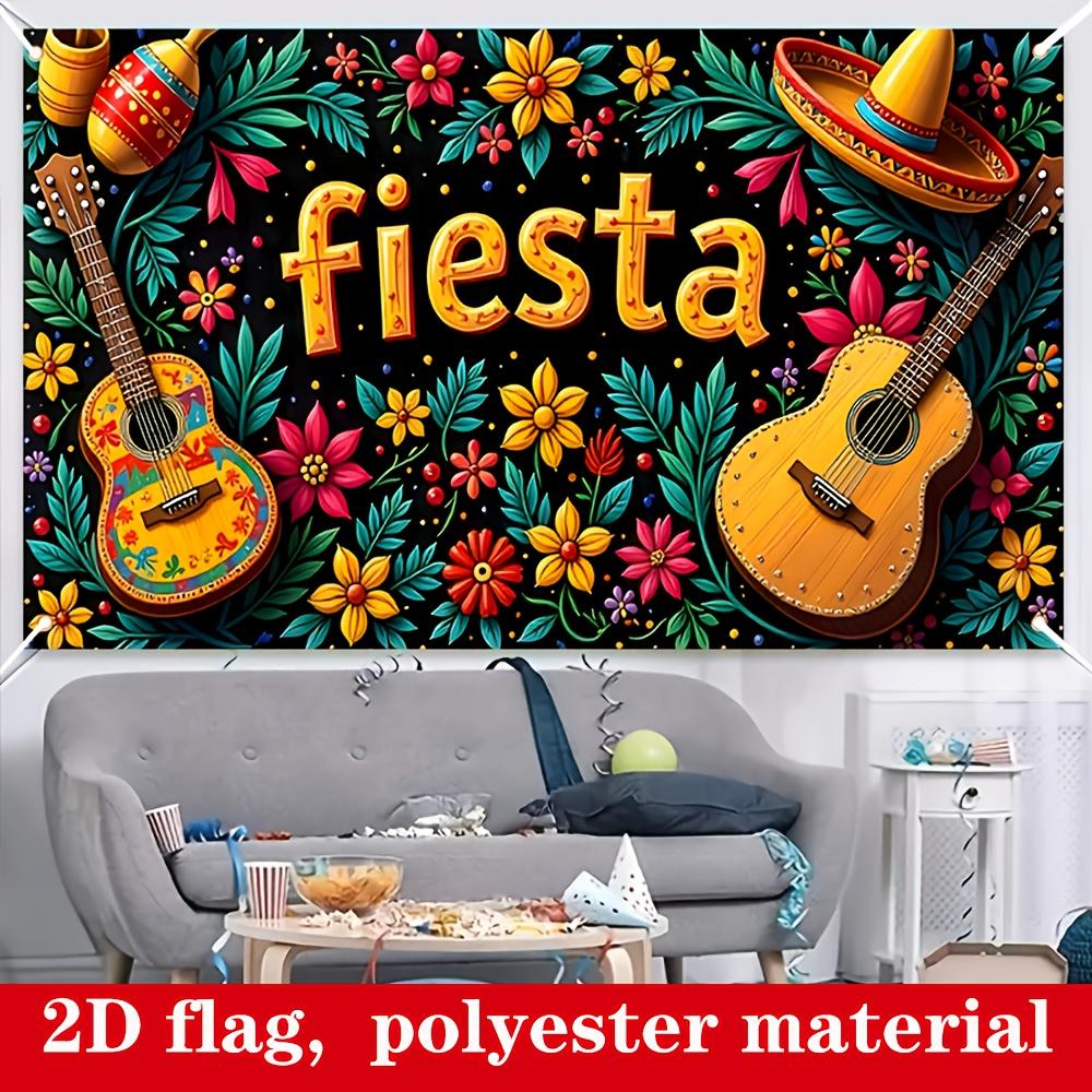2D Flat Banner, [Colorful Decorations] Vibrant Mexican Carnival Banner - Polyester Party Decoration