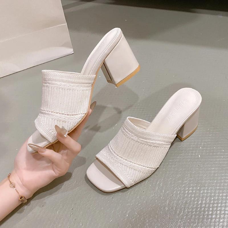 

2026 Fashion New Slippers Trendy Comfortable Mesh Shoes Casual Non Slip Cool Slippers Outdoor Open Toed Fish Mouth Shoes 36 грязно-белый