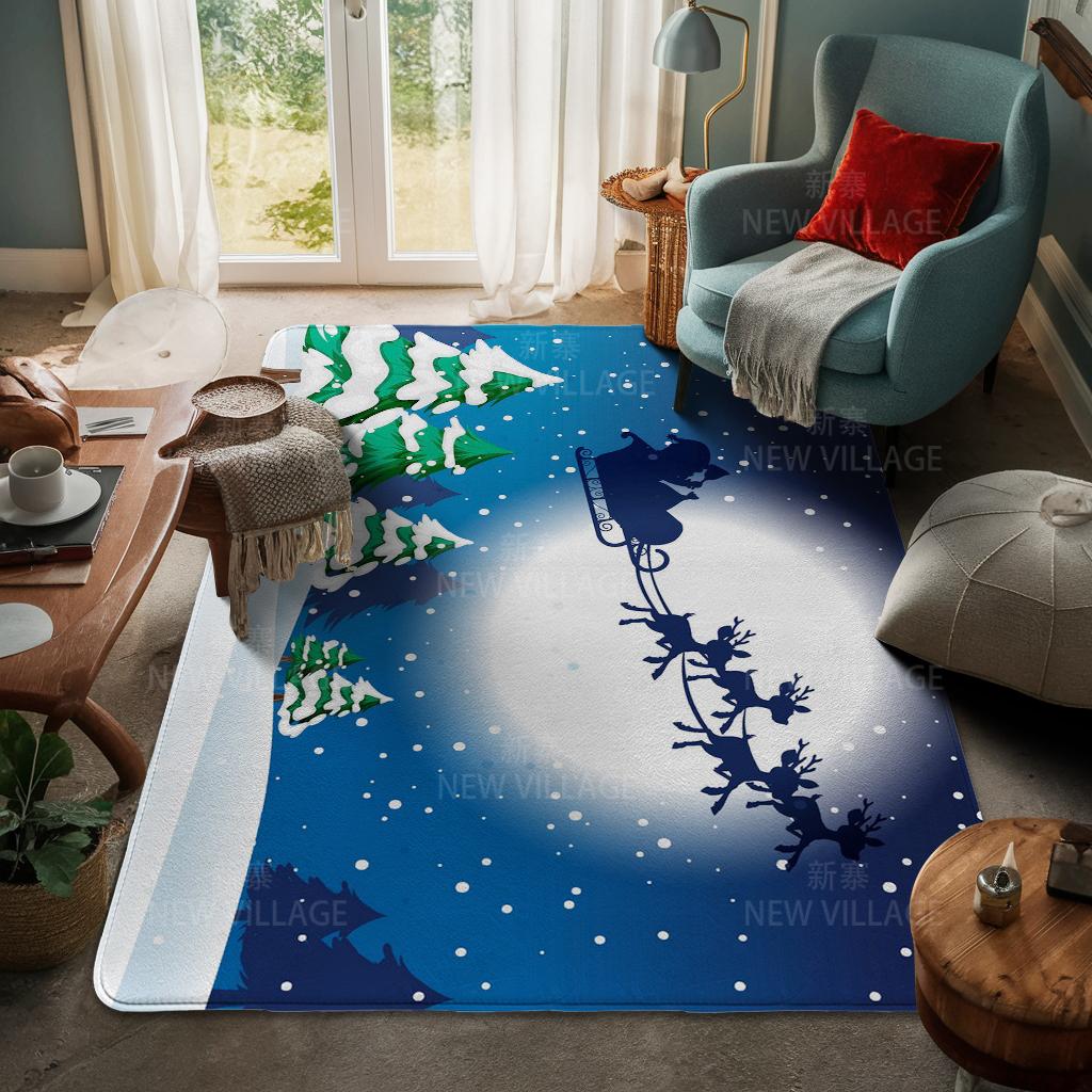 House Entrance Carpet Home Door Mat Living Room Bath Foot Bathroom Non-slip Water Absorption Rugs Bath Merry Christmas Winter
