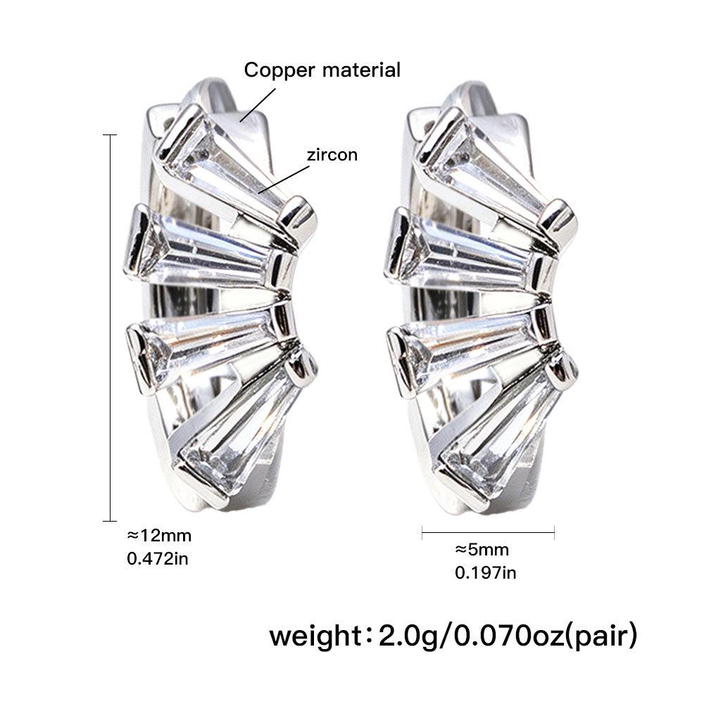 18K Gold-Plated Pure Copper Earrings with Four Zircon Studs - European & American Style, High-End Classic Design for Women