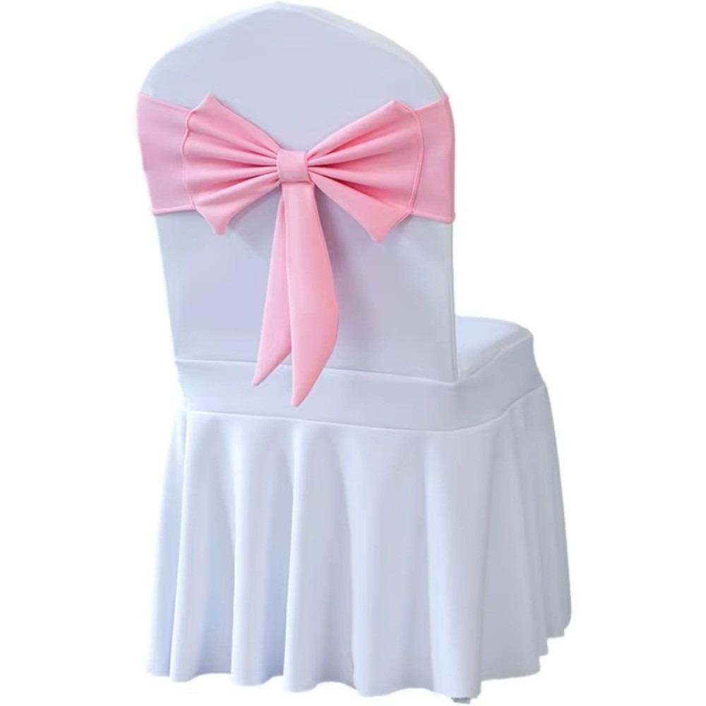 Spandex Chair Sash Ready Made Satin Ribbon Bows Chair Bands  Wedding Banquet Events Decoration