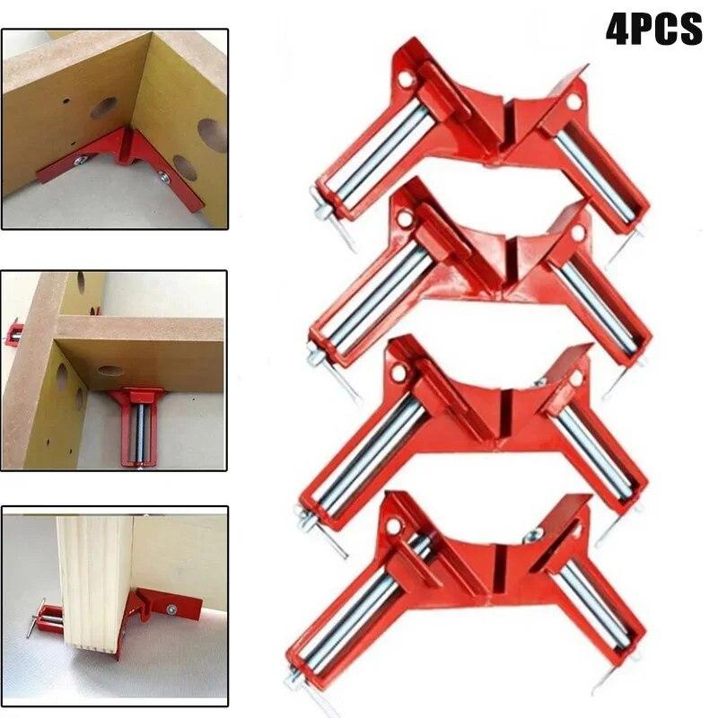 4 Stück 90-Grad-Winkelklemmen, Zimmerei-Rahmen, DIY-Glasklemmen, Winkelklemmen, Handwerkzeuge, Grad-Knebelklemmen für die Holzbearbeitung