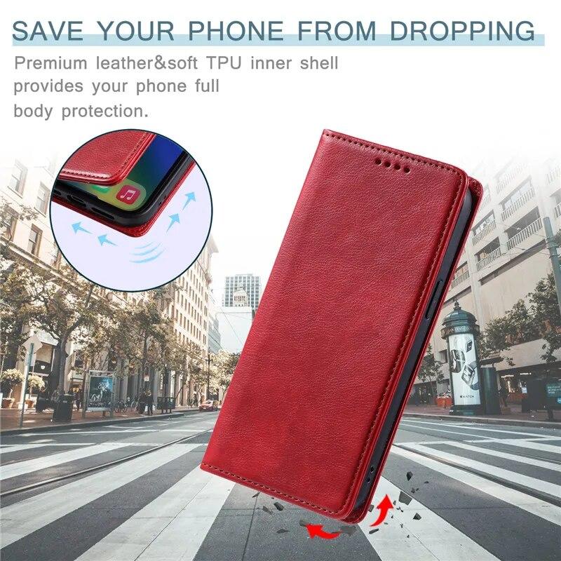Leather Wallet Card Phone Case for iPhone 15 Pro Max 14 Plus 13 12 Mini 11 For Samsung Galaxy S23 Ultra S22 S21 S20 FE A54 A34 A14 A73 A53 Flip Cover