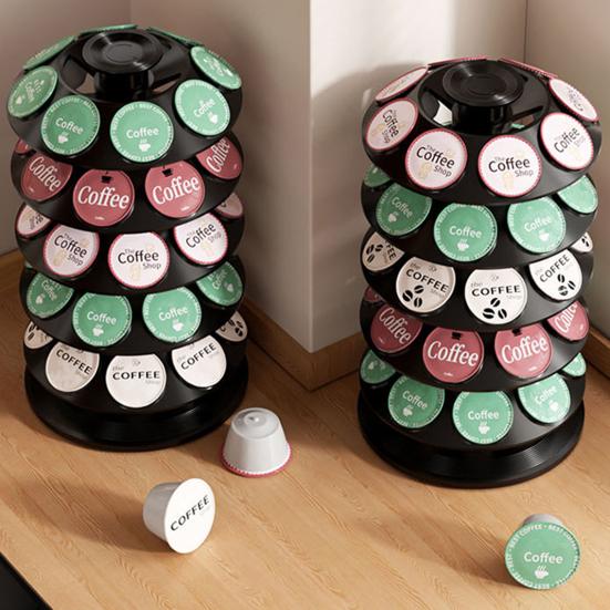 Kaffekapselhållare för K-Cups Snurrande Kaffekapselorganisatör Rymmer 40 Kapslar Utrymmesbesparande Kaffekapselkarusell för Köksbänk Kontor