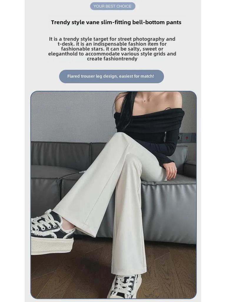 Modne damskie spodnie z wysokim stanem i szerokimi nogawkami - Nowy styl rozszerzane spodnie casualowe