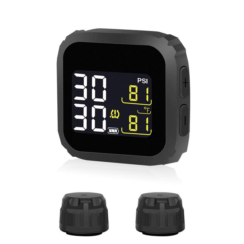 CAREUD Motorcycle TPMS Tyre Pressure Monitoring System LCD Display Magnetic charging With Internal/External Pressure Sensors