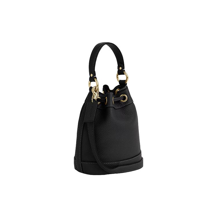 Coach Dempsey 15 Letter Logo Drawstring Bucket Bag Women Bags Black CN683-IMBLK
