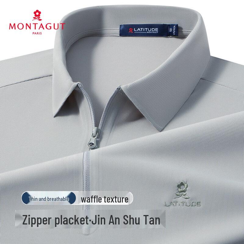 Montagut Men s Waffle Zipper Polo Shirt 52