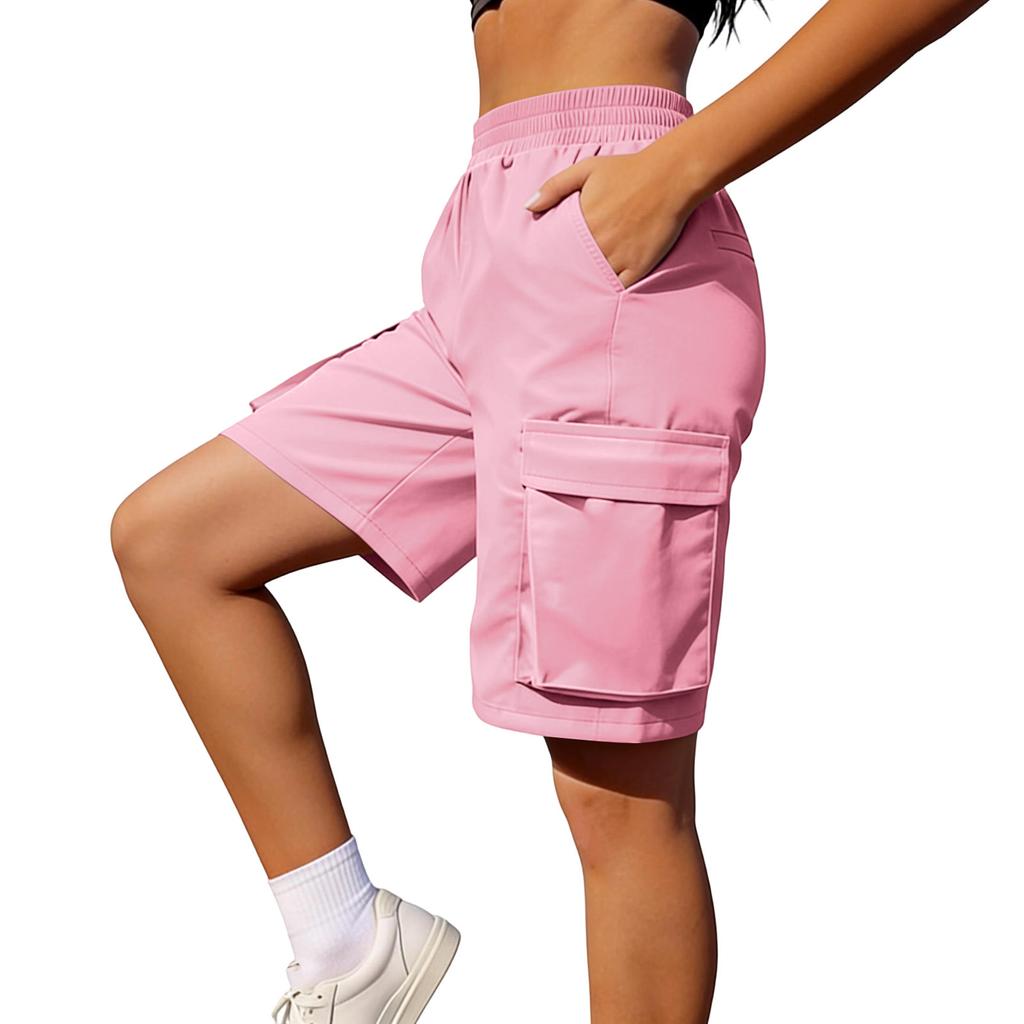Women's Casual Loose Color Pants Pocket Utility Shorts