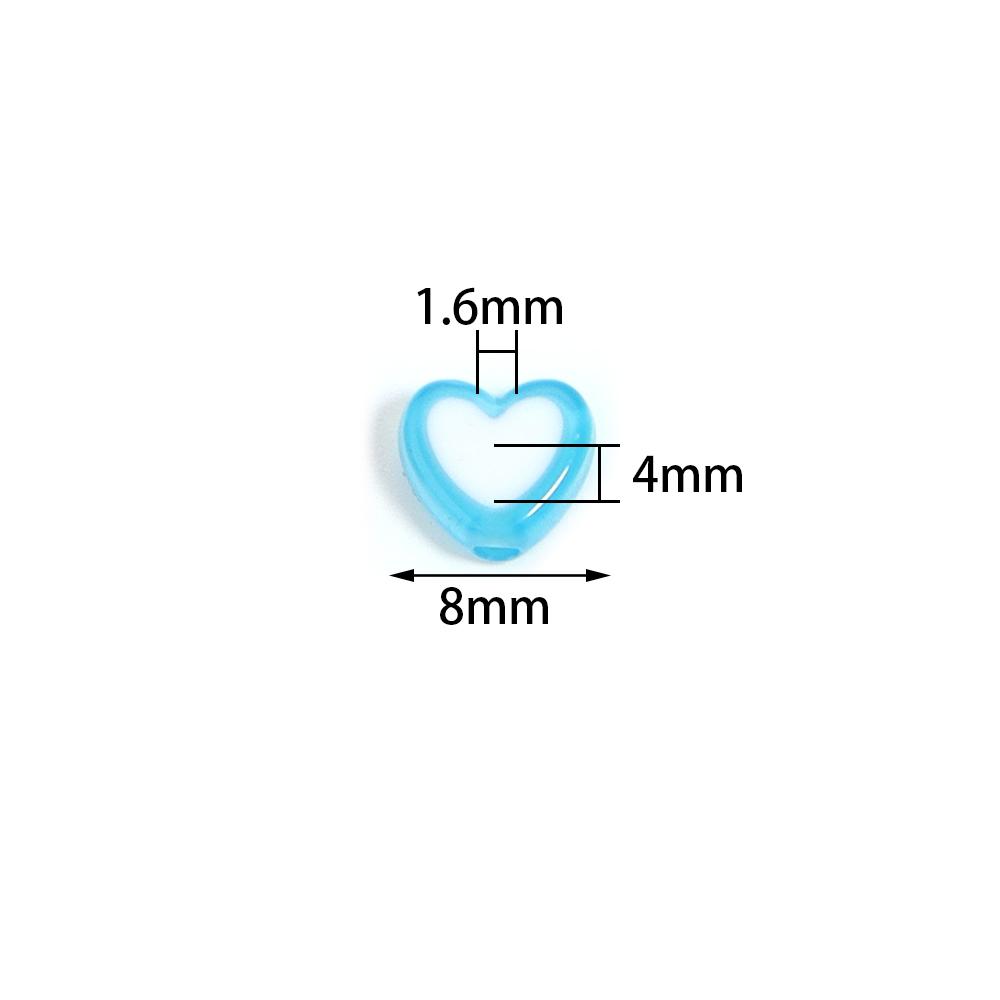 100pcs/lot 8mm Colored Acrylic Beads White Heart Shaped Spacer Beads For DIY Exquisite Bracelet Earrings Gift Supplies Wholesale