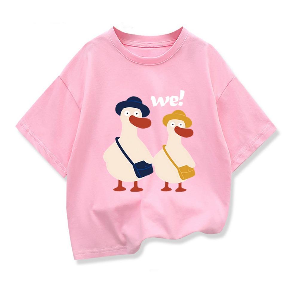 

Two Ducks Original Design Summer Children Clothing Kids Short Sleeve t shirts Boys Girls Casual Loose Tee Tops 100