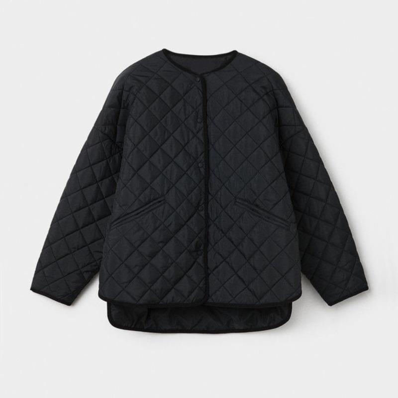 Cotton clothes rhombus fashionable and simple with windproof sleeves front short rear long thin loose short cotton coat
