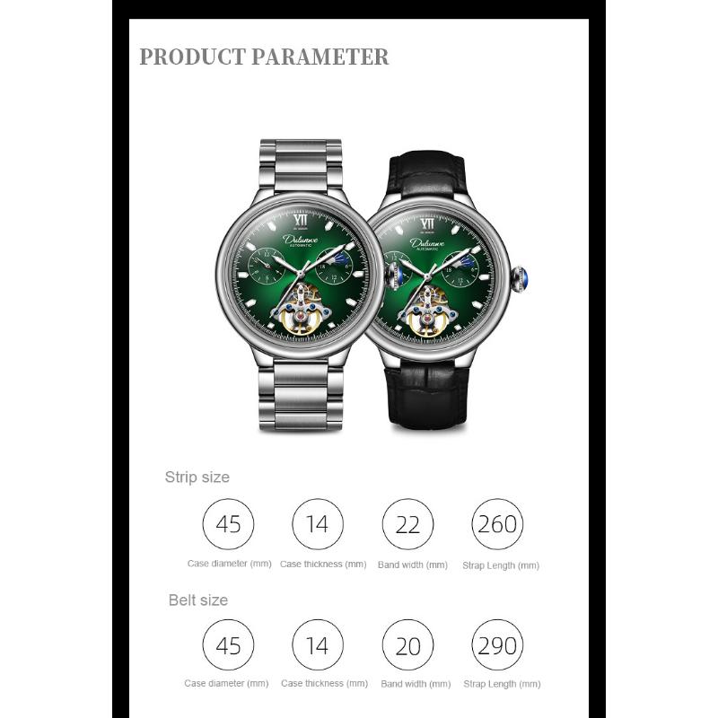 Men Mechanical Wristwatches 3ATM Waterproof Automatic Watch Moon Phase Tourbillon Sports Watch