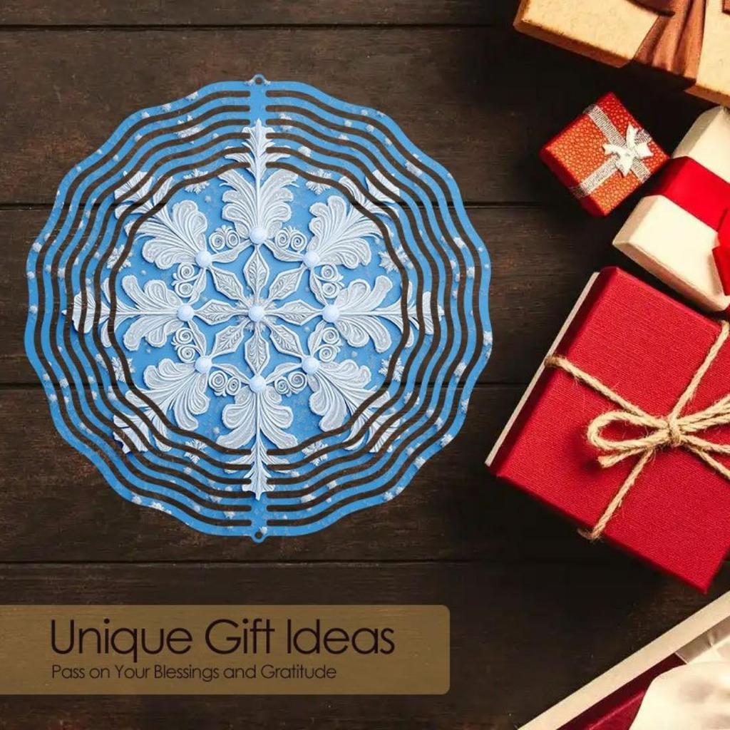 Unikátní mandala zvonkohra s vločkovým vzorem kovový větrník, dynamická socha vhodná pro zahradní terasovou závěsnou dekoraci, odolné venkovní umělecké dílo