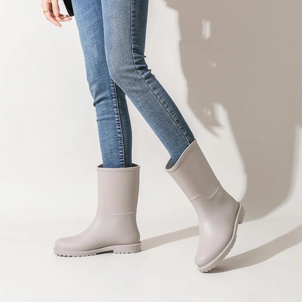 Rain Shoes Women Fashion Outdoor Waterproof Rain Boots Midsole Water Shoes  Anti Slip Garden Shoes Rubber Shoe Boots Rubber