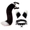 Faux Fur Animal Ears Headband With Tail Set Halloween Cosplay Fox Ear Clip Costume Accessory