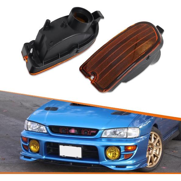 ADIIL Clear Lens LED Front Bumper Signal Side Marker Light Housing For 1999-2001 Subaru Impreza Side Marker Corner Parking Turn Signal Light