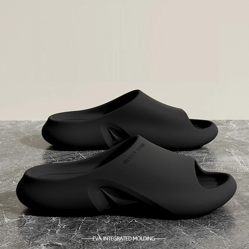 Jednoduché jednobarevné pantofle, ležérní boty s otevřenou špičkou a měkkou podrážkou, pohodlné domácí koupelnové pantofle