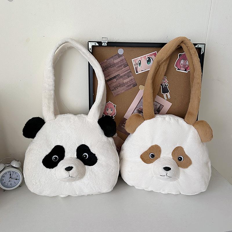Simulated Panda Plush Cartoon Backpack Children's Schoolbag Cute Crossbody Shoulder Bag Girl Hand Gift Doll Machine