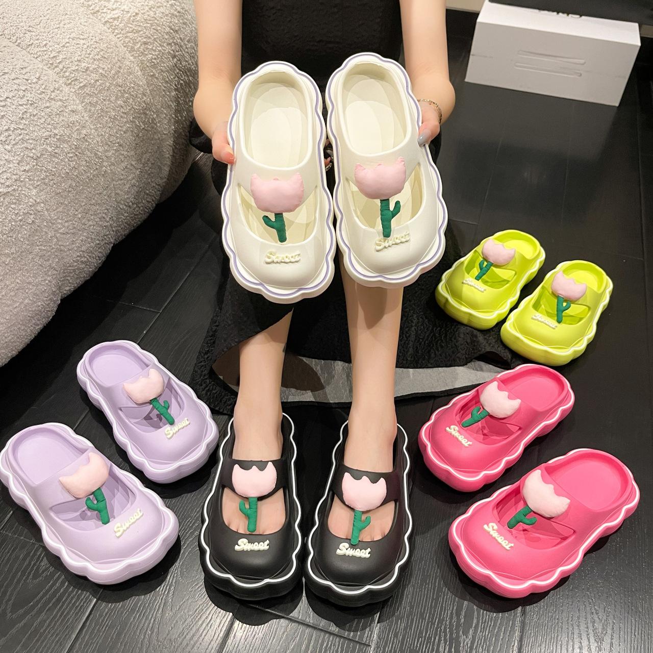 

Дыра Обувь Chunky Тапочки Летний пляж Обувь Открытый Зеленый Платформа Сандалии