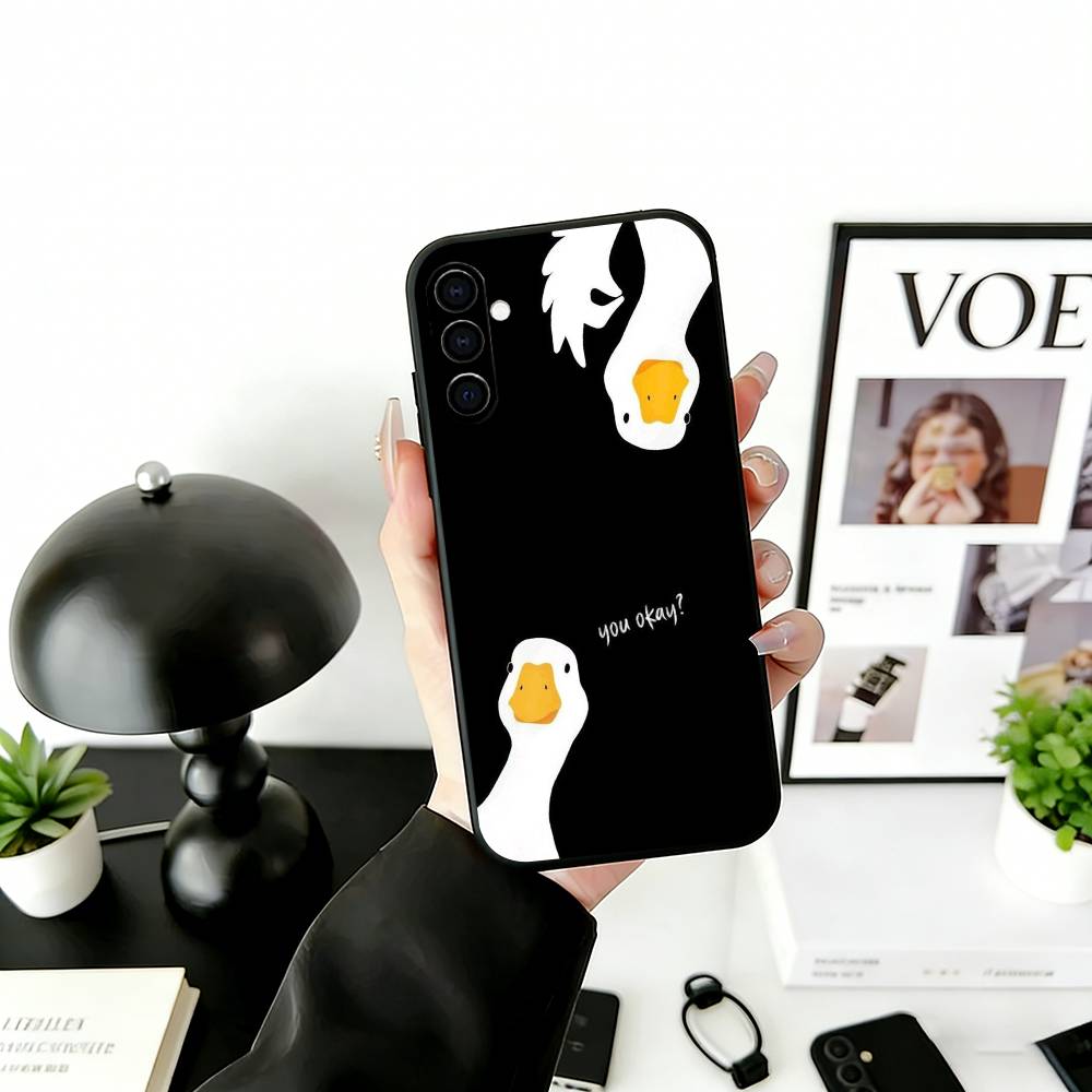 Duck Phone Case Black Silicone Soft For Samsung Galaxy A73,A72,A71,A70,A53,A52,A51