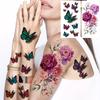 1 Sheet Watercolor Beauty Flower Temporary Tattoos For Women Girls Peony Butterfly Dahlia Floral Tattoo Sticker Disposable Decor