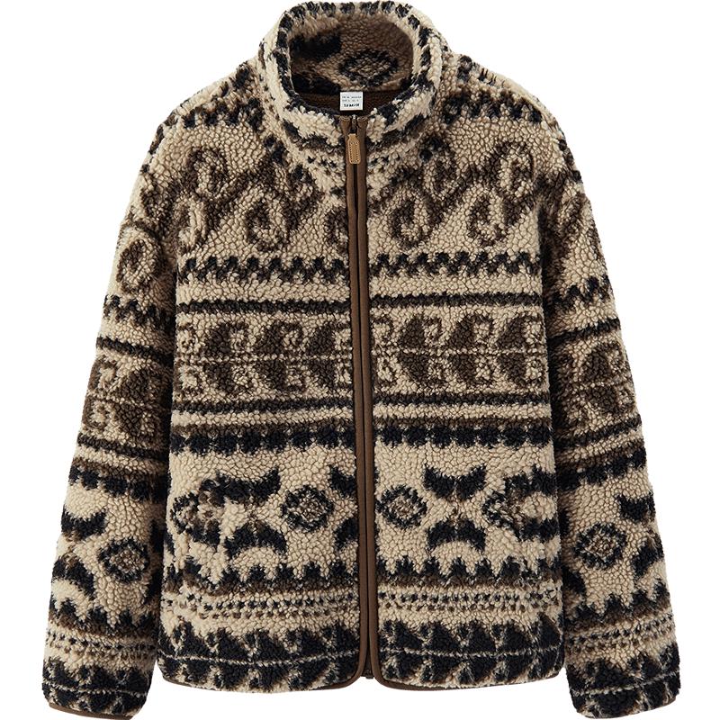 

Semir Women s Retro Faux Fleece Stand Collar Jacket M