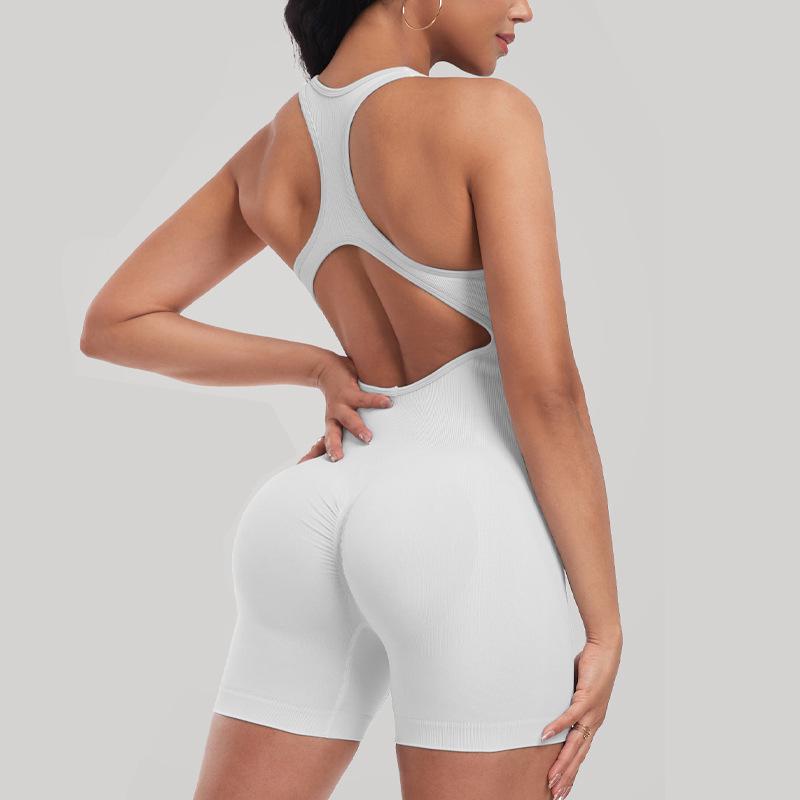 

Европейско-американский бесшовный комбинезон для йоги - Формирующий, Поднимающий бедра, Красивая спина, Одежда для фитнеса XL белый