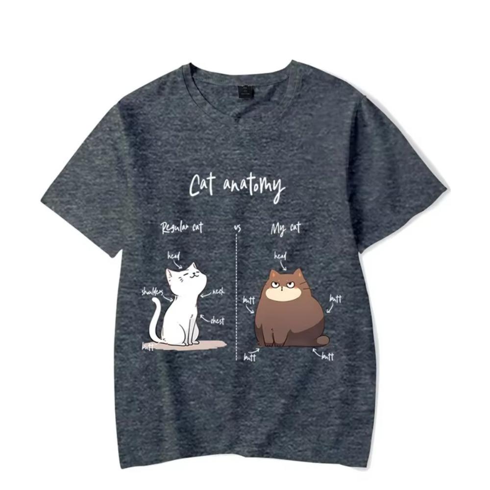 Cat Anatomy Graphic T Shirts Funny Cat Tshirts Short Sleeve Tops Oversize T-shirt Fashion Harajuku T-shirts Men Brand T-shirt