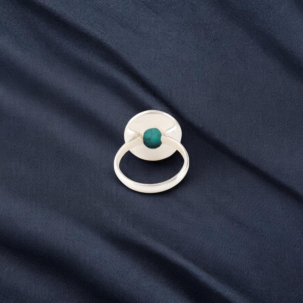 Blue Turquoise Gemstone 925 Sterling Silver Handmade Fashionable Ring For Women RR-62-38