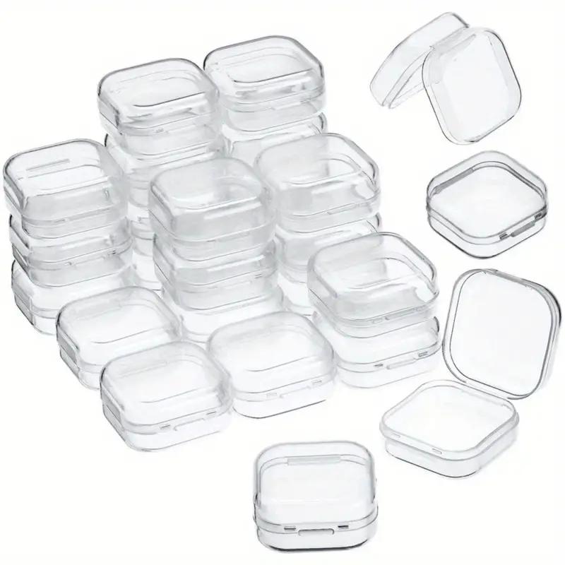 Ensemble de Boîtes de Rangement pour Bijoux en Plastique Transparent avec Couvercles - Organisez Boucles d'Oreilles et Petits Objets, Design Empilable, Disponible en 10/20/30/50 Pièces