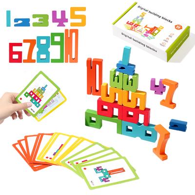 Blocos de Números de Madeira Montessori Quebra-cabeça Criativo Brinquedos de Empilhar Brinquedos Educacionais Desenvolvimento de Pensamento Lógico de Matemática Inicial