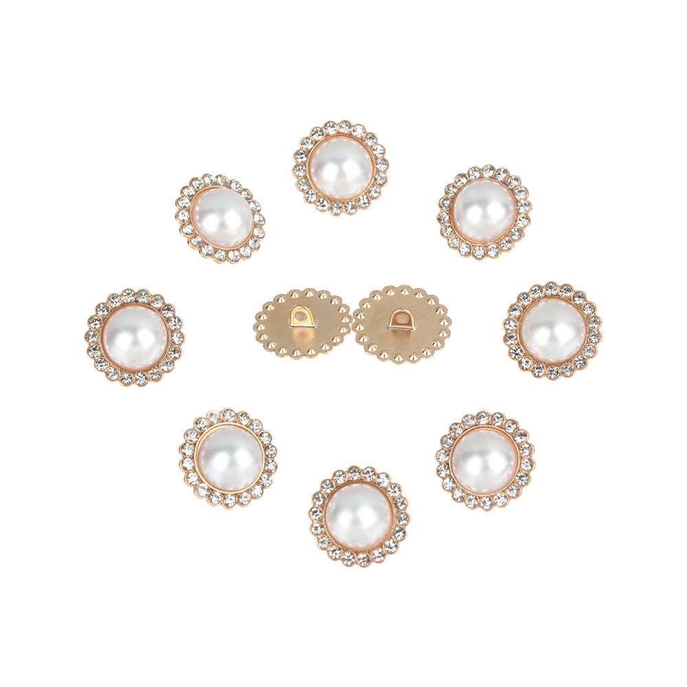 

10 шт. Сплавові блискучі перлинні ґудзики для одягу. Гудзики для шиття одягу своїми руками. Декоративні аксесуари для рукоділля. gold 15mm