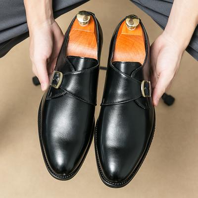 Luxury Soft Wood Heel Men's Fashion Business Leather Shoes Formal Dress Shoes Casual Derby Shoes Career Oxford Italy Style Shoes