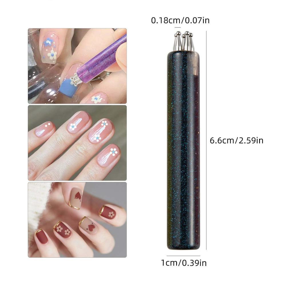 

Easy Painting 5 Petal Flower Nail Dotting Pen Nail Dotting Tool for DIY Nail Art чёрный