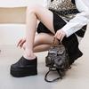 Fashion 14CM Ladies Summer Shoes Slip On Genuine Leather Fashion Women Wedge Slipper Platform Wedge Sandals Sandals