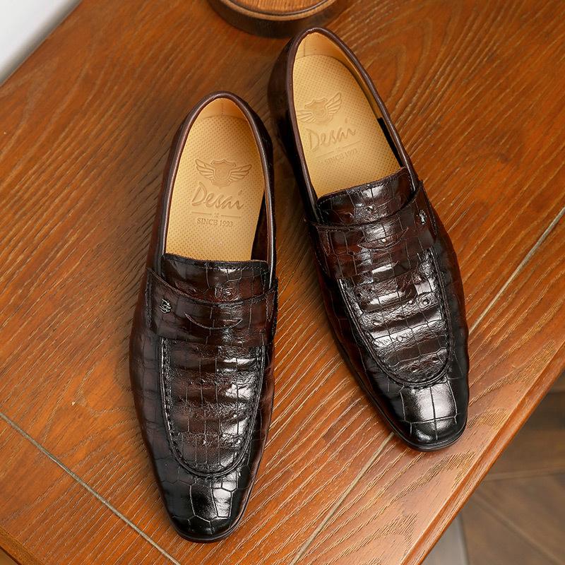 Desai Casual Loafers First Layer Cowhide Breathable Business Leather Shoes Rubber Solid Wood And High-End British Leather Shoes