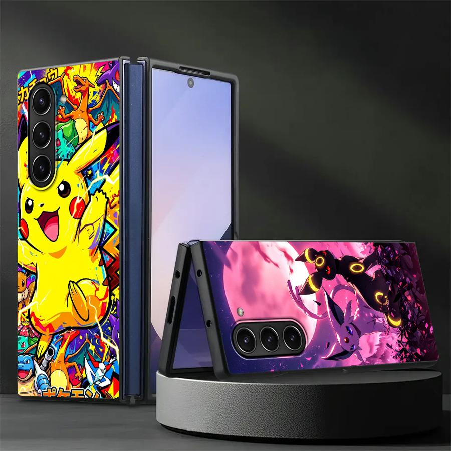 Hot Anime Pokemon Back Phone Cover Case for Samsung Galaxy ZFold6 ZFold3 Z Fold 7 6 5 4 3 ZFold4 ZFold5 ZFold7